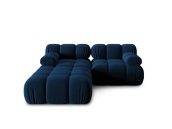 Bellis - Canapé modulable 3 places en tissu velours bleu roi