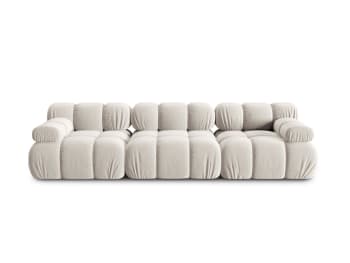 Bellis - Canapé modulable 3 places en tissu velours beige clair