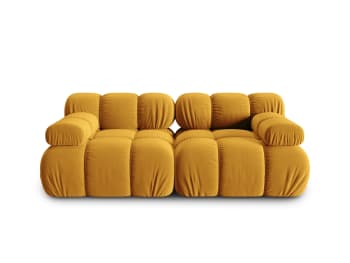 Bellis - Canapé modulable 2 places en tissu velours jaune