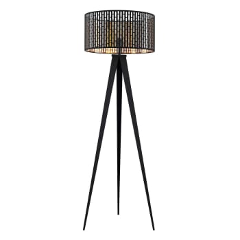 HOMCOM Lampada da Terra Moderna con Luce da Lettura Regolabile, Lampada  Piantana con Due Paralumi in Metallo Nero, E27 e E14, 42x24x178cm a