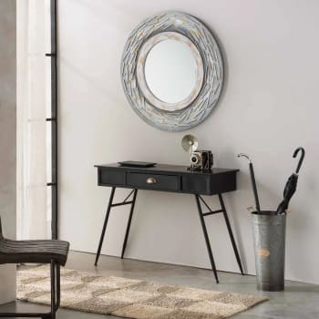 Monteil Console Console en bois noir avec portes coulissantes Barbier | Maisons du Monde