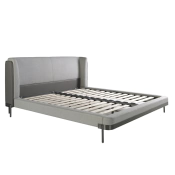 Letto Singolo Moderno Struttura Letto Giroletto Grigio Chiaro 80x200 cm in  Tessuto ITD32234