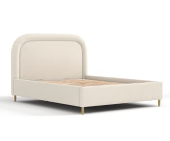 MIJA ALTA - Bett mit Kopfteil aus Chenille-Stoff, 160x200 cm