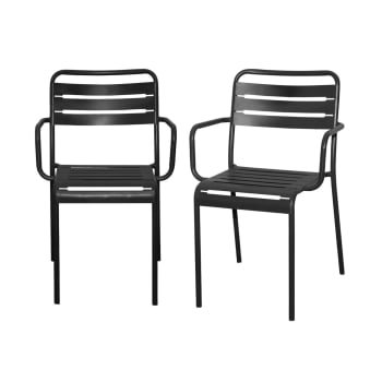 Amélia fauteuils x2 - Set di 2 poltrone da giardino in acciaio antracite