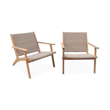 Belize x2 - Lot de 2 fauteuils relax effet paillage bois et résine