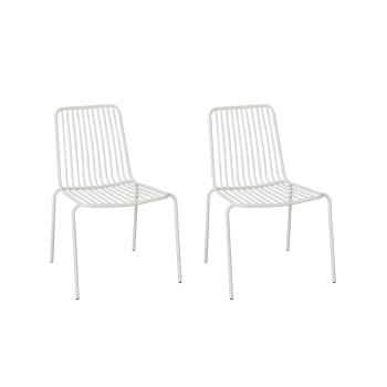 Florida chaises - Lot de 2 chaises de jardin en acier blanc