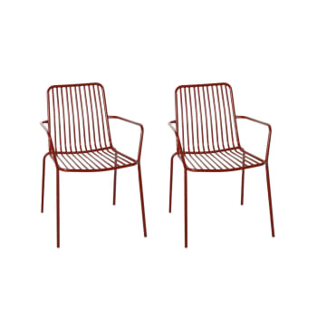 Florida fauteuils - Lot de 2 fauteuils en acier empilables, terracotta