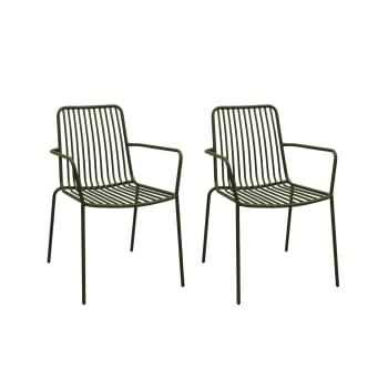 Florida fauteuils - Lot de 2 fauteuils en acier empilables, savane