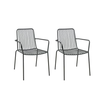 Florida fauteuils - Poltrone impilabili in acciaio (set di 2) antracite
