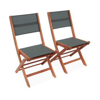 Almeria - Lot de 2 chaises de jardin en bois pliantes, savane