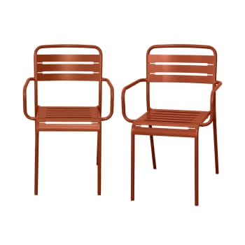 Amélia fauteuils x2 - Set di 2 poltrone da giardino in acciaio terracotta