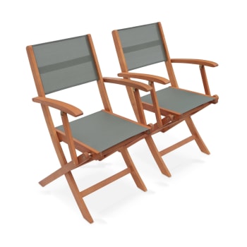 Almeria - Lot de 2 fauteuils de jardin pliants en bois, savane