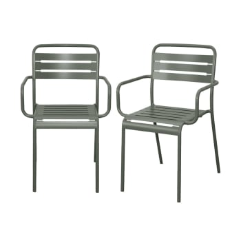 Amélia fauteuils x2 - Set di 2 poltrone da giardino in acciaio savana