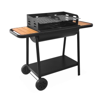 Lucien - Barbecue noir charbon 2 grilles cuisson, 2 tablettes lsweeek