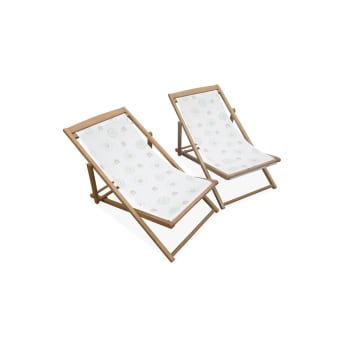 Marie - Set di 2 sedie a sdraio in legno per bambini con motivi