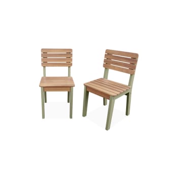 Caroline - lot de 2 chaises en bois pour enfant, vert de gris