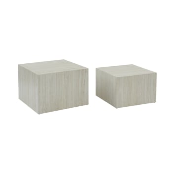 Paros - Tables basses effet marbre blanc cassé (lot de 2)