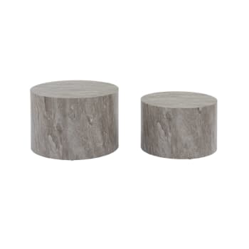 Paros - Tables basses rondes effet marbre gris (lot de 2)