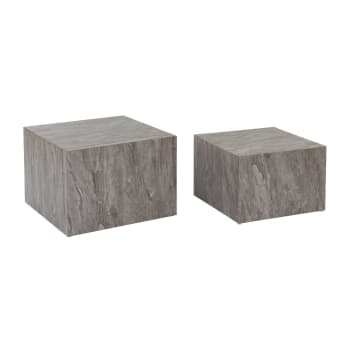 Paros - Tables basses effet marbre gris (lot de 2)