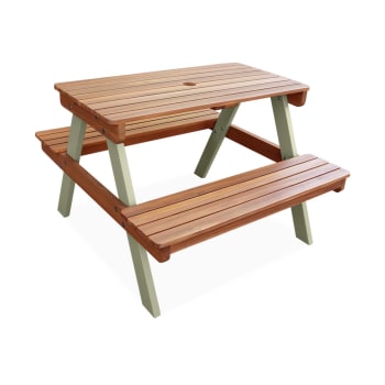 Caroline - Picknicktisch aus Holz für Kinder, mit 2 Sitzplätzen, Graugrün