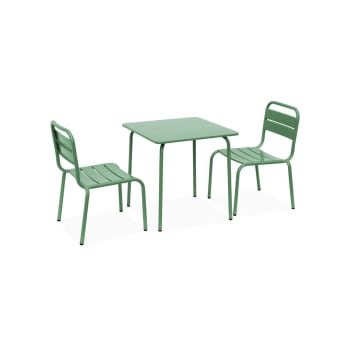 Anna 2 - Ensemble table et chaises enfant 2 places vert de gris