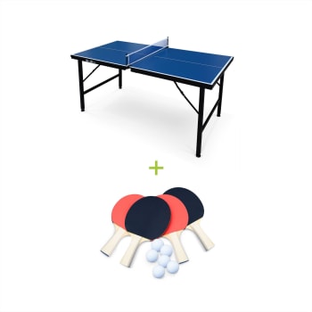 Table de ping pong mini indoor - Mini table de ping pong pliable 150x75cm indoor bleue, avec 4