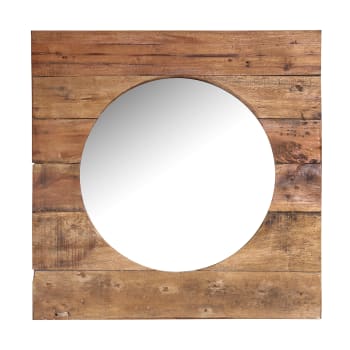 Specchio in Legno di Mogano colore Marrone 60x3x60 cm