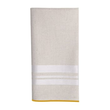 MAEVA - Serviette de table en coton et lin blanc et beige 50x50