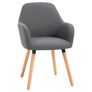 HOMCOM - Sessel mit Rückenlehne, mit Anti-Rutsch, Leinenstoff, Dunkelgrau+Natur