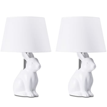 LEPUS - 2er Set Tischlampen mit Kaninchenmotiv, Weiß
