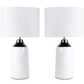 VENO - 2er Set moderne Tischlampen, Weiß