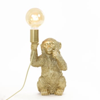 Monkey - Tischleuchte aus Plastik, gold, 20x19,5x34 cm