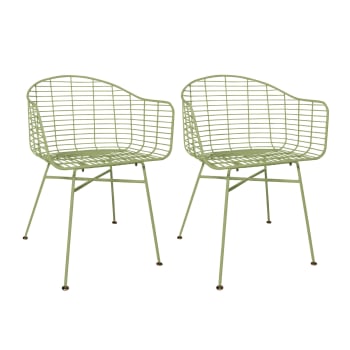 Soho - Lot de 2 fauteuils de table en métal vert