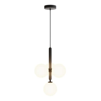 MUSA - Lampe à suspension noire avec 4 sphères en verre D39cm