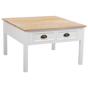 Kit mesa de centro de madera de 2 cajones blanco