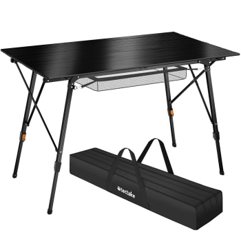 Bastian - Table de camping pliable 120 x 705 x 58 – 79 cm noir
