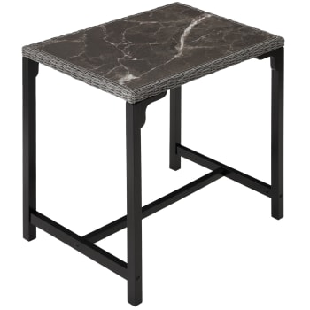 Table de bar en rotin avec cadre en Aluminium et Bois gris