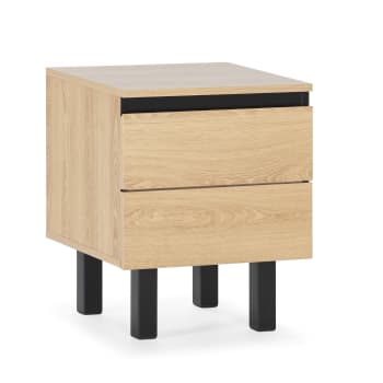 Comodino rattan e legno chiaro 40 x 30 cm SENEY
