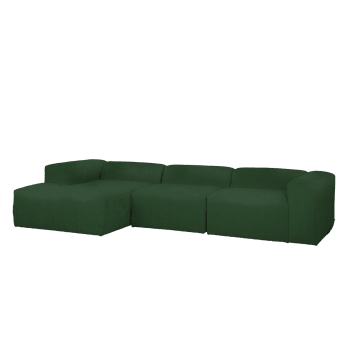 Berta - Sofá 5/6 plazas 3 módulos y chaise longue izquierdo bouclé verde