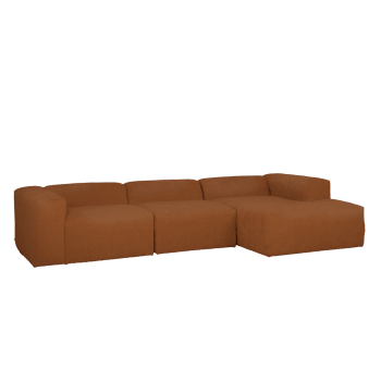 Berta - Sofá 5/6 plazas 3 módulos y chaise longue derecho bouclé cobre