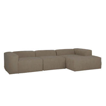 Berta - Sofá 5/6 plazas 3 módulos y chaise longue derecho bouclé marrón