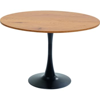 Schickeria - Table à manger ronde 6 personnes chêne et acier noir D80