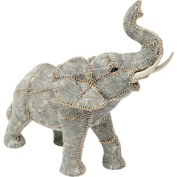Statuette éléphant en polyrésine grise et dorée