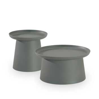 MURANO - Set jardin 2 tables rondes en polypropylène gris 50 et 70 cm