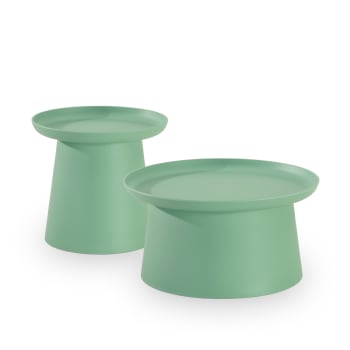 Murano - Set jardin 2 tables rondes en polypropylène vert 50 et 70 cm