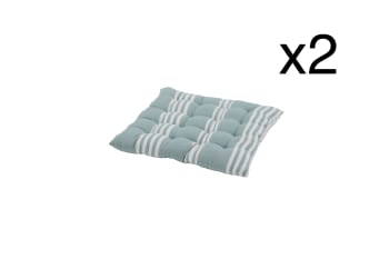 Deco - Pack de 2 coussins pour chaise carrée 40x40x6 cm rayures vertes