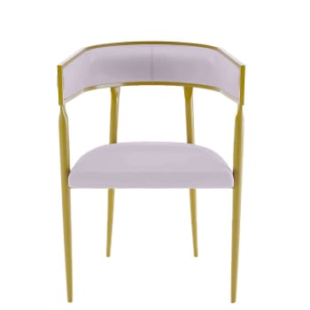 AURORE - Chaise de salle à manger design dossier arrondi velours rose pâle
