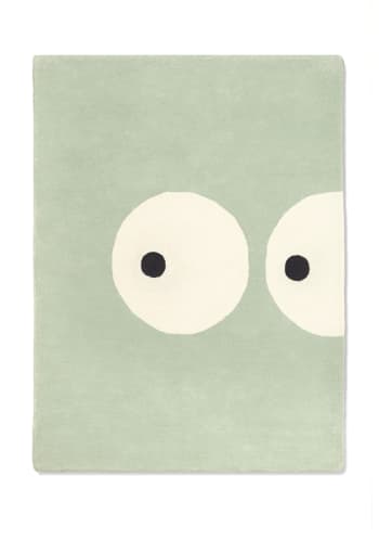 Zoeils vert pâle - Tapis enfant, Coton bio GOTS, Vert Pâle et motif Blanc, 100x130cm