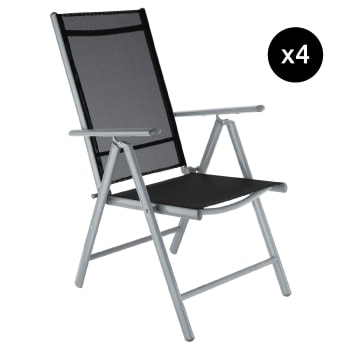 4 sillas de jardín plegables de aluminio aluminio plata