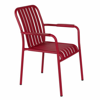 Faro - Chaise de terrasse avec accoudoirs en aluminium rouge